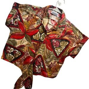 80's VINTAGE FLORAL TIE TOP